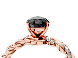Rose gold Fancy Black Pear Cut Solitaire Twisted Band with Pavé Accents and Four-Prong Setting_4