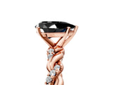 Rose gold Fancy Black Pear Cut Solitaire Twisted Band with Pavé Accents and Four-Prong Setting_5
