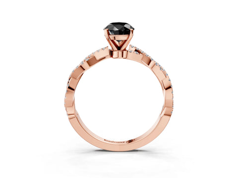 Rose gold Fancy Black Pear Cut Solitaire Twisted Pave Band with Four-Prong Setting_6