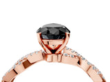 Rose gold Fancy Black Pear Cut Solitaire Twisted Pave Band with Four-Prong Setting_7