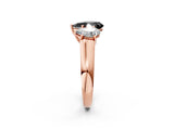 Rose gold Fancy Black Pear Cut Three-Stone Diamond Ring with Prong Setting on a Classic Band_14