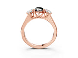 Rose gold Fancy Black Pear Cut Three-Stone Diamond Ring with Prong Setting on a Classic Band_15