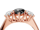 Rose gold Fancy Black Pear Cut Three-Stone Diamond Ring with Prong Setting on a Classic Band_16