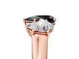 Rose gold Fancy Black Pear Cut Three-Stone Diamond Ring with Prong Setting on a Classic Band_17