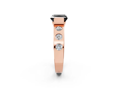Rose gold Fancy Black Princess Cut Brilliant Channel-Set Diamond Ring with Bezel Prong Setting_2