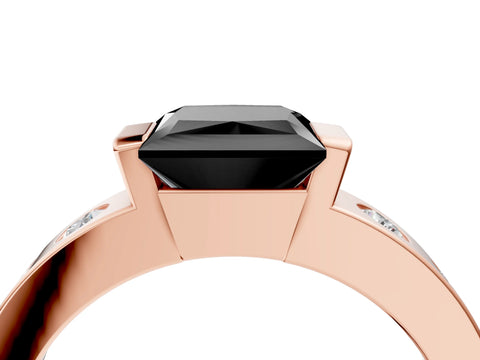 Rose gold Fancy Black Princess Cut Brilliant Channel-Set Diamond Ring with Bezel Prong Setting_4
