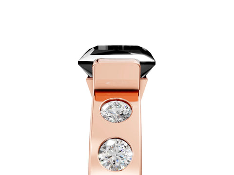 Rose gold Fancy Black Princess Cut Brilliant Channel-Set Diamond Ring with Bezel Prong Setting_5