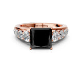 Rose gold Fancy Black Princess Cut Brilliant Diamond Pavé Band with Six-Prong Setting_12