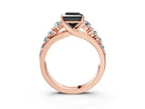 Rose gold Fancy Black Princess Cut Brilliant Diamond Pavé Band with Six-Prong Setting_15