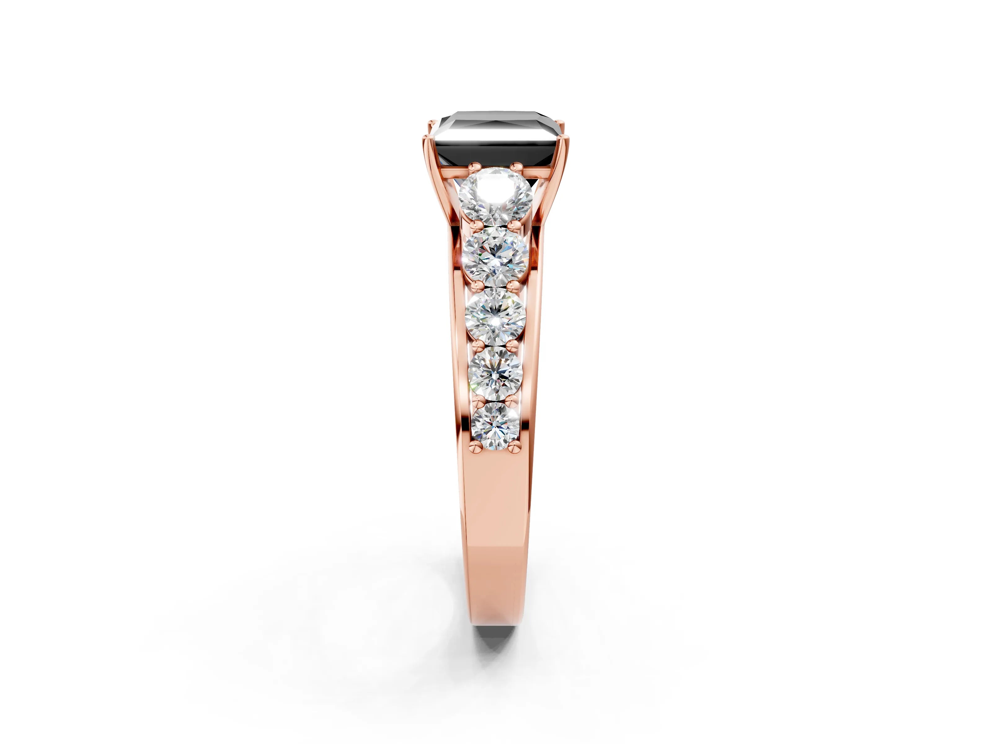 Rose gold Fancy Black Princess Cut Brilliant Diamond Pavé Band with Six-Prong Setting_2