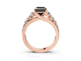 Rose gold Fancy Black Princess Cut Brilliant Diamond Pavé Band with Six-Prong Setting_3