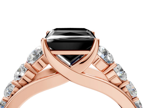 Rose gold Fancy Black Princess Cut Brilliant Diamond Pavé Band with Six-Prong Setting_4
