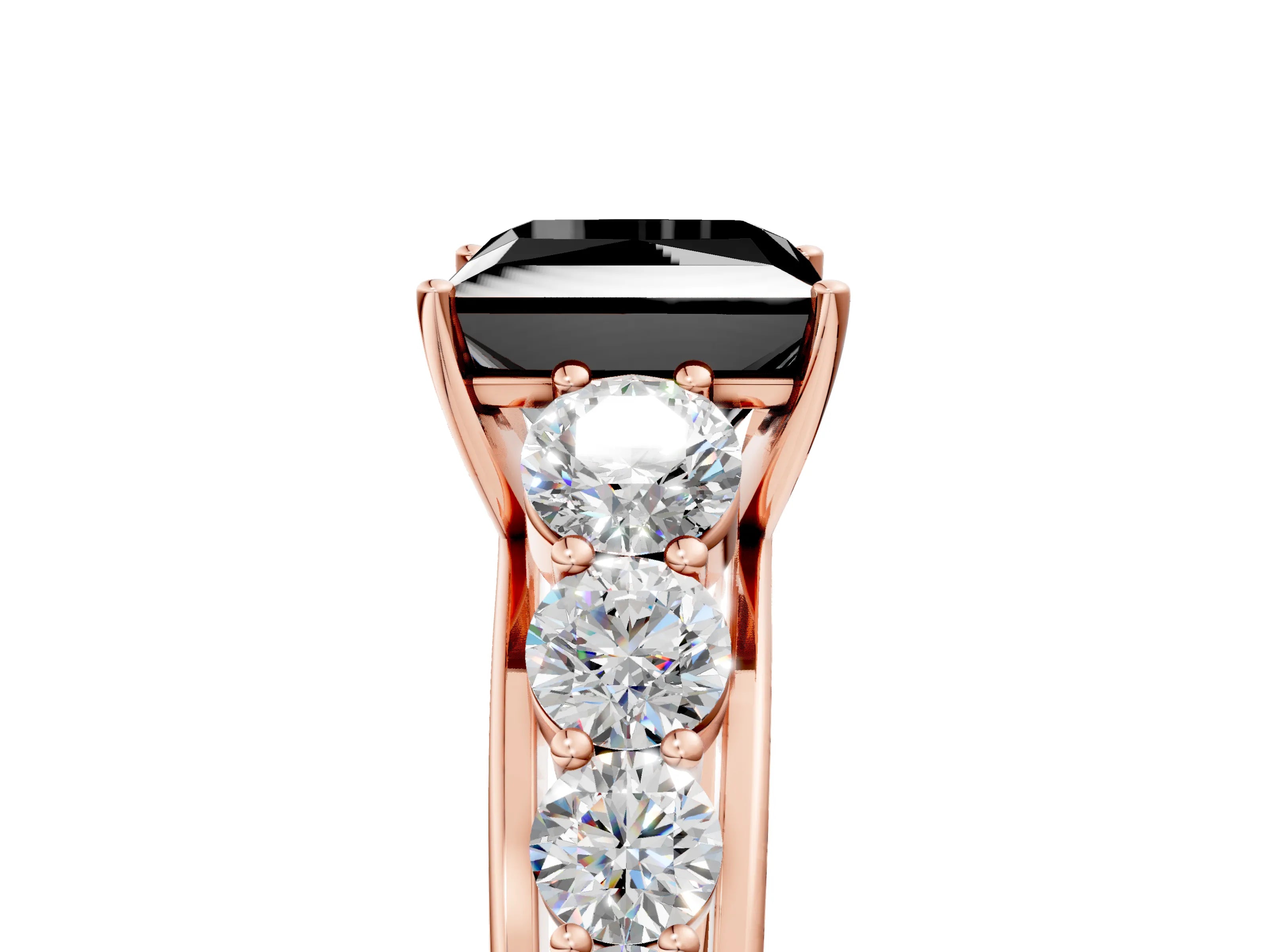 Rose gold Fancy Black Princess Cut Brilliant Diamond Pavé Band with Six-Prong Setting_5