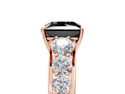 Rose gold Fancy Black Princess Cut Brilliant Diamond Pavé Band with Six-Prong Setting_5