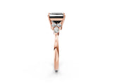Rose gold Fancy Black Princess Cut Brilliant Diamond Solitaire Ring with Pear Side Stones and Four-Prong Setting_5