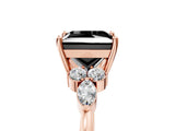 Rose gold Fancy Black Princess Cut Brilliant Diamond Solitaire Ring with Pear Side Stones and Four-Prong Setting_8