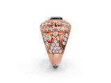 Rose gold Fancy Black Princess Cut Brilliant Halo Pave Diamond Milgrain Ring_2