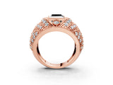 Rose gold Fancy Black Princess Cut Brilliant Halo Pave Diamond Milgrain Ring_3