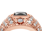 Rose gold Fancy Black Princess Cut Brilliant Halo Pave Diamond Milgrain Ring_4