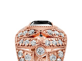 Rose gold Fancy Black Princess Cut Brilliant Halo Pave Diamond Milgrain Ring_5