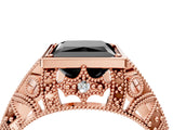 Rose gold Fancy Black Princess Cut Brilliant Milgrain Filigree Diamond Ring with Square Prong Setting_22