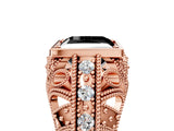 Rose gold Fancy Black Princess Cut Brilliant Milgrain Filigree Diamond Ring with Square Prong Setting_71