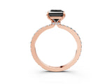 Rose gold Fancy Black Princess Cut Brilliant Pavé Band Solitaire with Four-Prong Setting_3