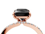 Rose gold Fancy Black Princess Cut Brilliant Pavé Band Solitaire with Four-Prong Setting_4
