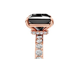 Rose gold Fancy Black Princess Cut Brilliant Pavé Band Solitaire with Four-Prong Setting_5