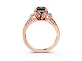 Rose gold Fancy Black Princess Cut Brilliant Three-Stone Diamond Ring with Pavé Band and Four-Prong Setting_18