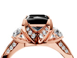 Rose gold Fancy Black Princess Cut Brilliant Three-Stone Diamond Ring with Pavé Band and Four-Prong Setting_19
