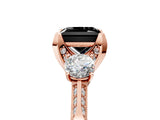 Rose gold Fancy Black Princess Cut Brilliant Three-Stone Diamond Ring with Pavé Band and Four-Prong Setting_20