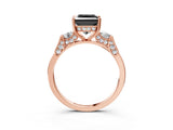 Rose gold Fancy Black Princess Cut Brilliant Three-Stone Pave Band with Four-Prong Setting_3