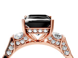 Rose gold Fancy Black Princess Cut Brilliant Three-Stone Pave Band with Four-Prong Setting_4