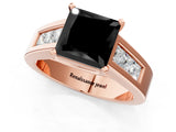 Rose gold Fancy Black Princess Cut Cut Channel Set Solitaire Ring with Four-Prong Setting_1