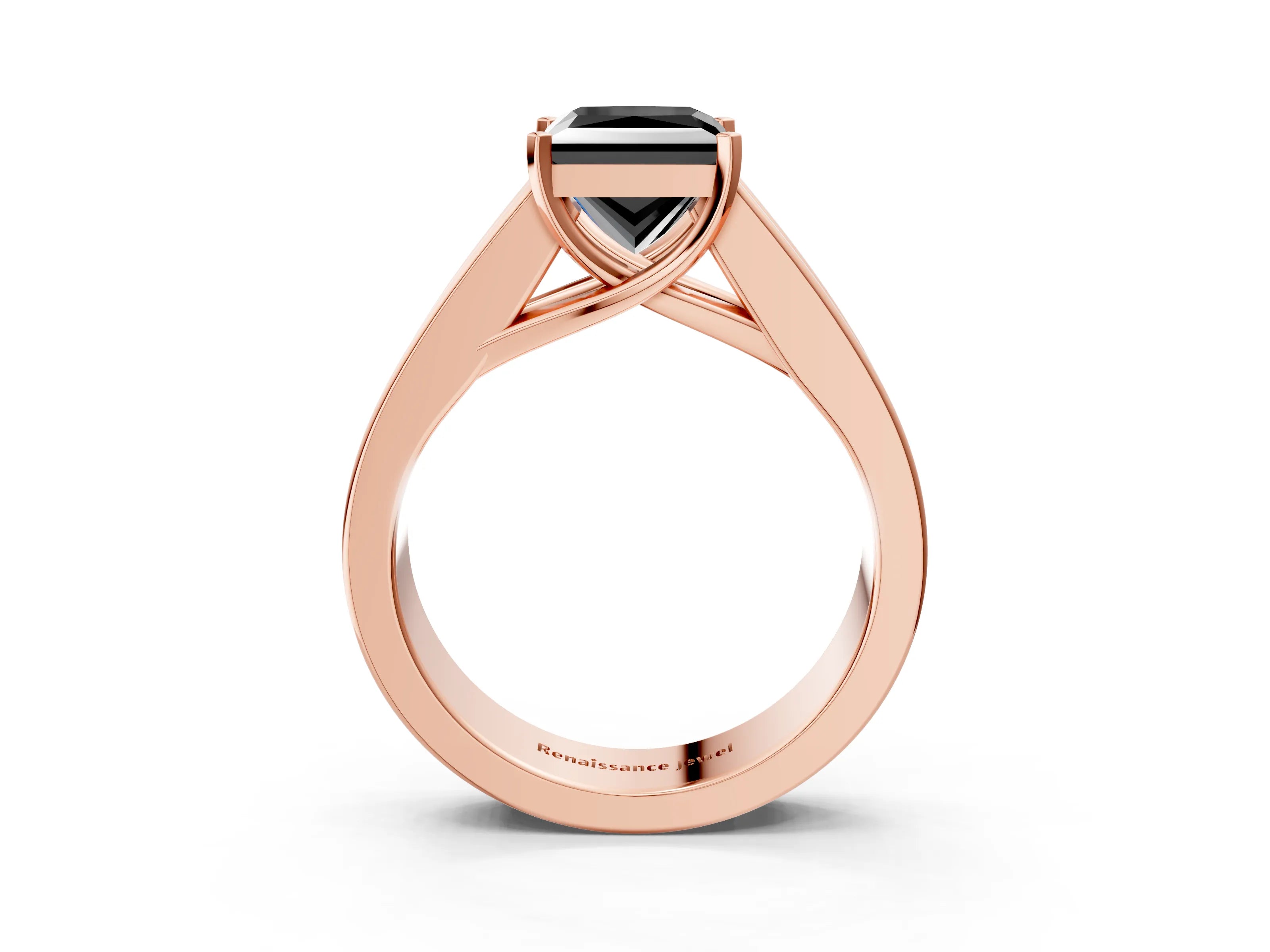 Rose gold Fancy Black Princess Cut Cut Channel Set Solitaire Ring with Four-Prong Setting_3