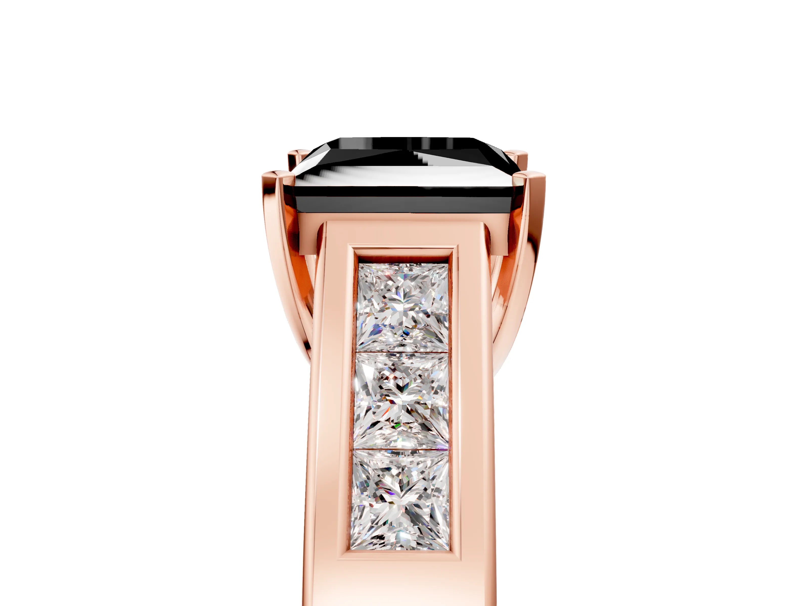 Rose gold Fancy Black Princess Cut Cut Channel Set Solitaire Ring with Four-Prong Setting_5
