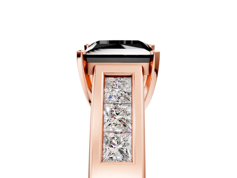 Rose gold Fancy Black Princess Cut Cut Channel Set Solitaire Ring with Four-Prong Setting_5