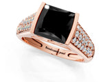 Rose gold Fancy Black Princess Cut Cut Diamond Channel Set Pave Band with Tension Prong Setting_1