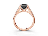 Rose gold Fancy Black Princess Cut Cut Diamond Channel Set Pave Band with Tension Prong Setting_3