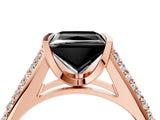 Rose gold Fancy Black Princess Cut Cut Diamond Channel Set Pave Band with Tension Prong Setting_4