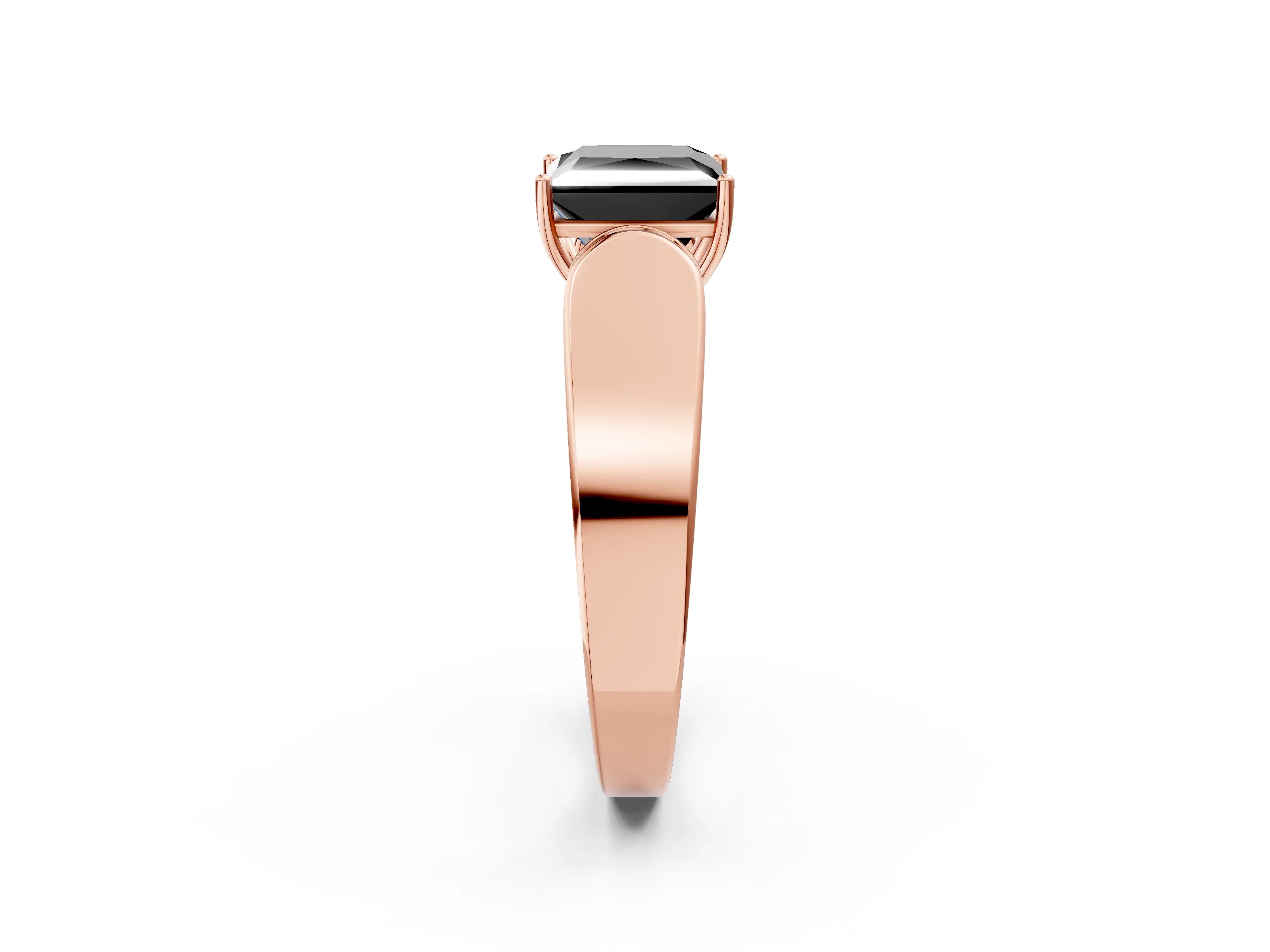 Rose gold Fancy Black Princess Cut Cut Diamond Channel Set Solitaire Ring with Four-Prong Setting_13