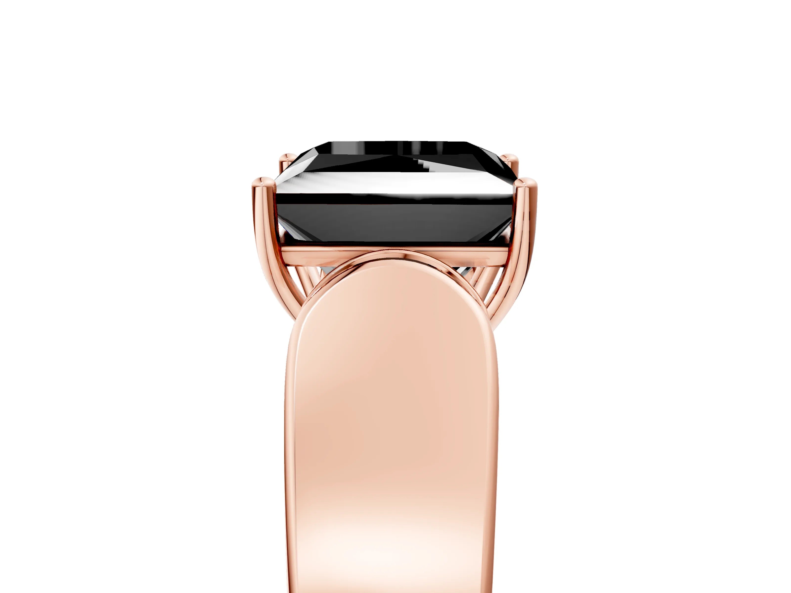Rose gold Fancy Black Princess Cut Cut Diamond Channel Set Solitaire Ring with Four-Prong Setting_16