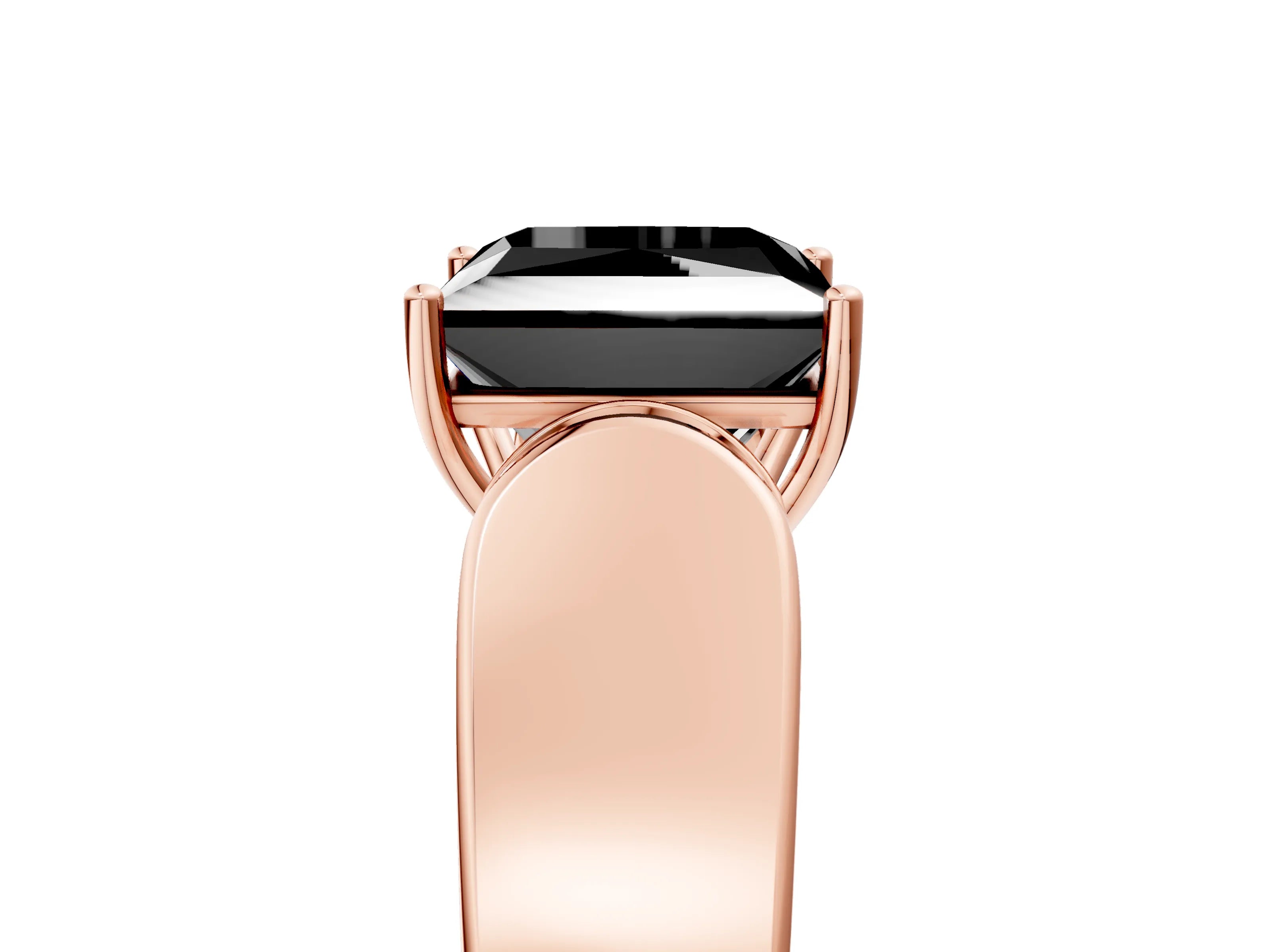 Rose gold Fancy Black Princess Cut Cut Diamond Channel Set Solitaire Ring with Four-Prong Setting_5