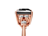 Rose gold Fancy Black Princess Cut Cut Diamond Cluster Ring with Solitaire Band and Four-Prong Setting_17