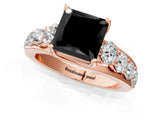 Rose gold Fancy Black Princess Cut Cut Diamond Engagement Ring with Pavé Band and Four-Prong Setting_1