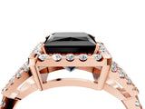 Rose gold Fancy Black Princess Cut Cut Diamond Halo Engagement Ring with Open Split Pavé Band_4