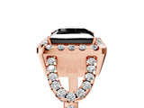 Rose gold Fancy Black Princess Cut Cut Diamond Halo Engagement Ring with Open Split Pavé Band_5