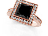 Rose gold Fancy Black Princess Cut-Cut Diamond Halo Engagement Ring with Pave Band and Prong Setting_1