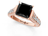 Rose gold Fancy Black Princess Cut Cut Diamond Pavé Band Solitaire with Four-Prong Setting_1